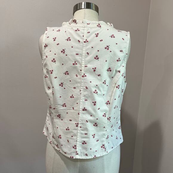 Levis White Floral Button Front Tank Top Cottagecore Size L - Picture 3 of 8